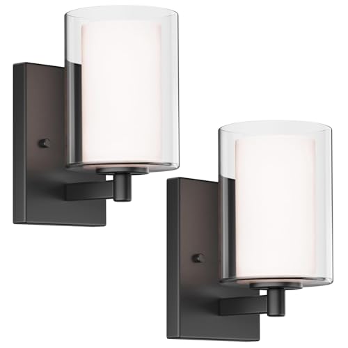 Wall Sconces Set of Two Matte Black Vanity Lights for Bathroom Indoor