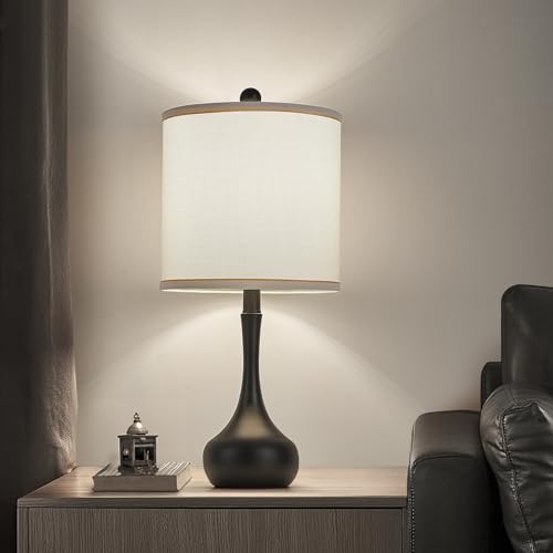 23" Farmhouse Table Lamp Set of 2 for Living Room Bedroom (Black / 23")