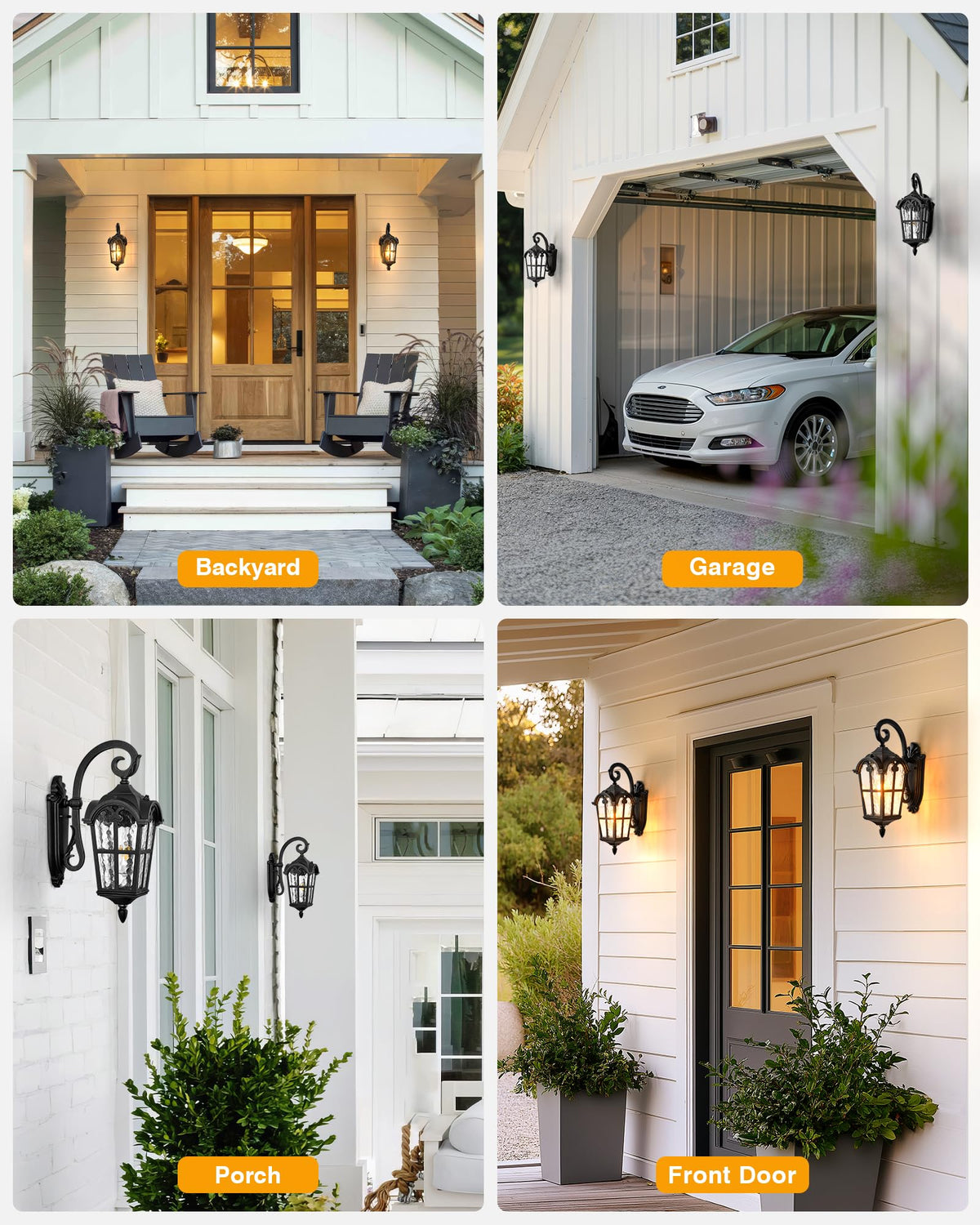 Black 2 Pack Outdoor Porch Lights (Black / Down 2-Pack)