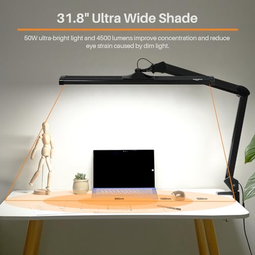 32 Inch LED Architect Desk Lamp with Clamp (Black / CCT)