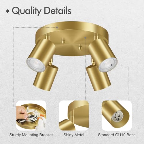 LED 4 Light Track Lighting Kit (4 Light-Gold)