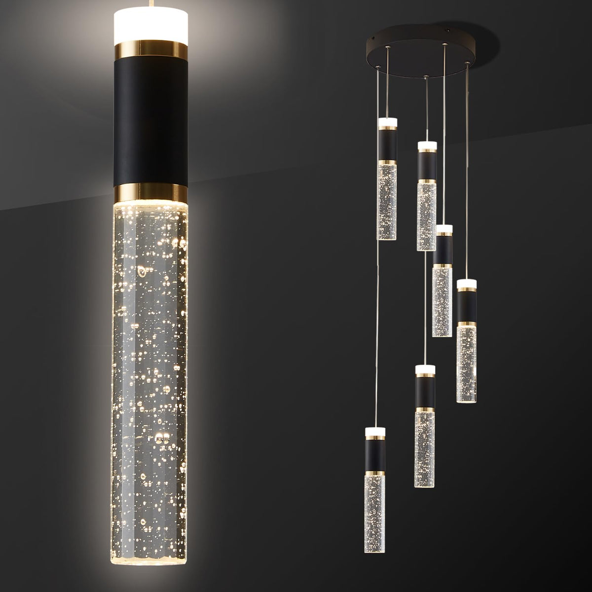 6 Lights Led Chandelier (Black / 6-Light)