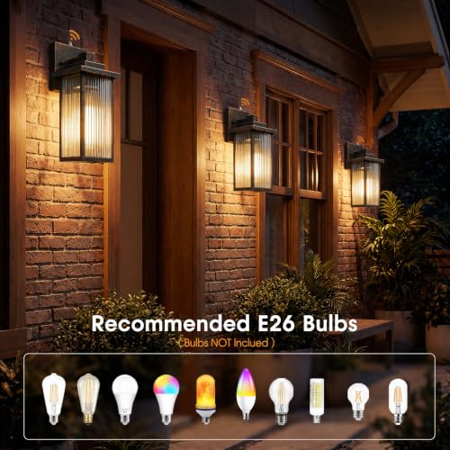 15 Inch Dusk to Dawn Outdoor Wall Light (Black Brush Gold / 15''-1 Pack)