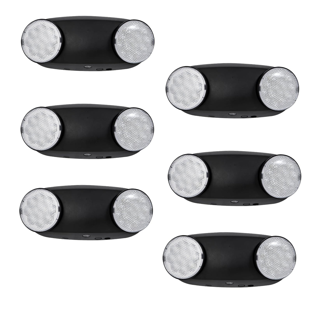 Emergency Lights with Battery Backup (6 Pack / Black)