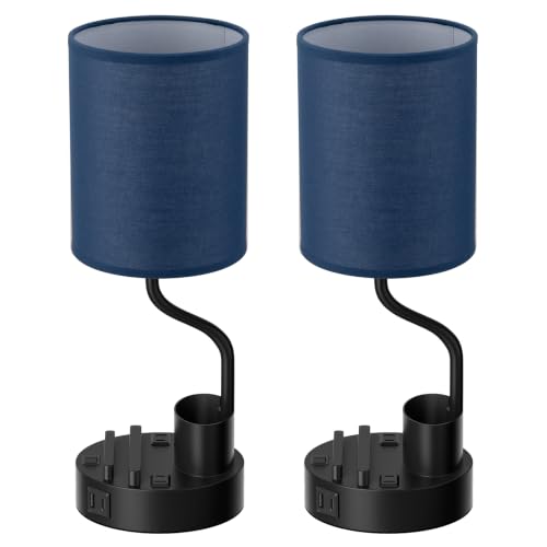 Multifunctional Bedside Table Lamps for Bedroom Set of 2