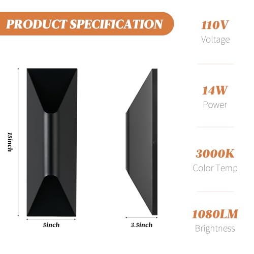 Outdoor Wall Light Fixture (Black / 1 Pack)