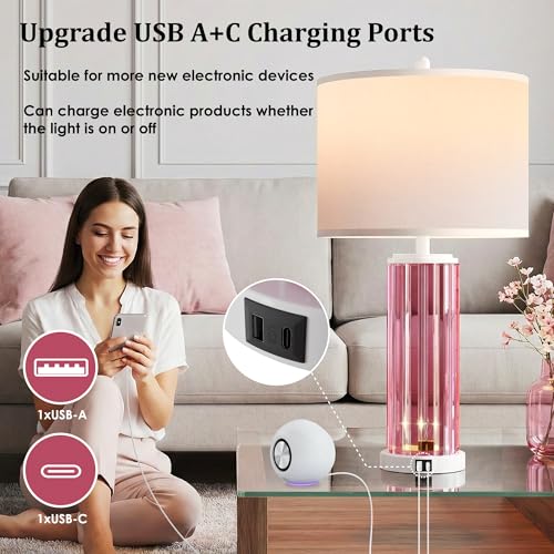 Table Lamp for Living Room with USB Ports