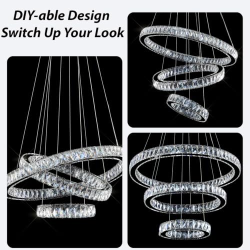 3 Tier Crystal Ring LED Chandelier (27.53'')