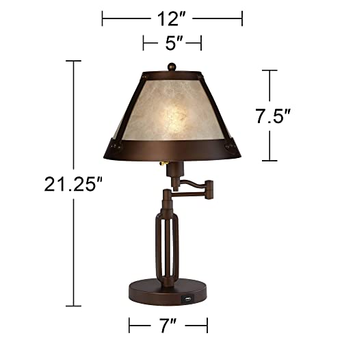 Samuel 21 1 4" High Desk Lamps Set of 2 Swing Arm Socket USB Bronze Brown (Bronze - Set of 2 - Smart Sockets Included)