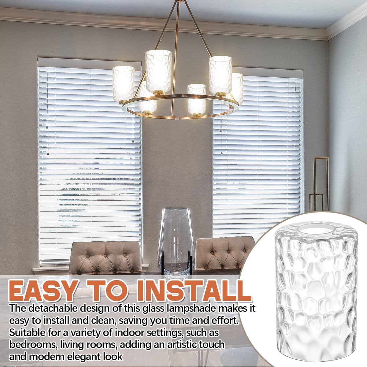 8 Pcs Clear Hammered Glass Lamp Shade 1 (Clear / Hammered)