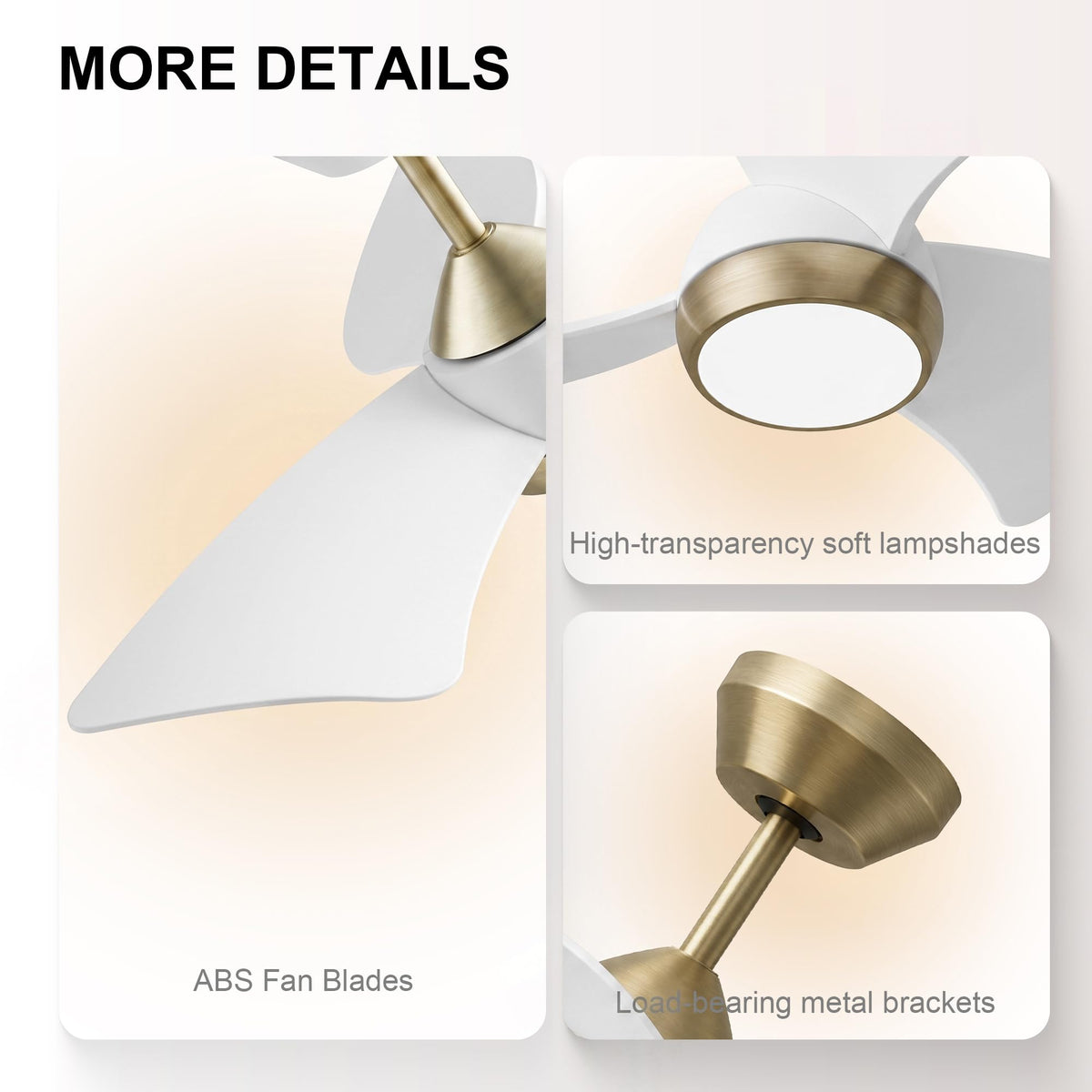 2 Pack 30" Small Ceiling Fan with Light (Brushed Brass & White / 30 Inch)