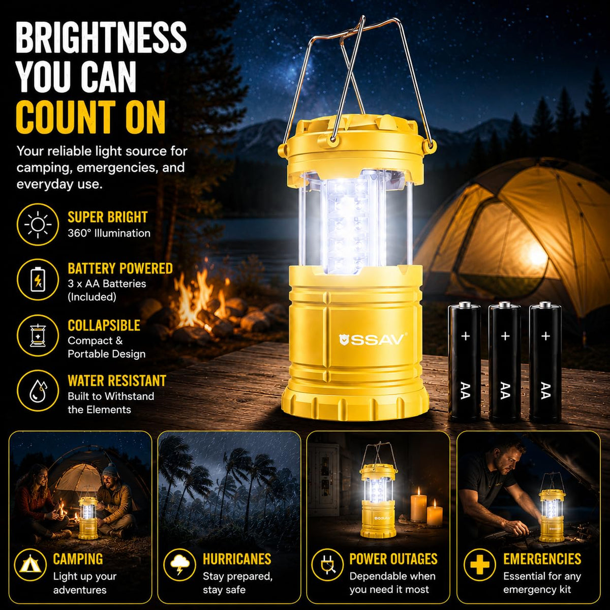2 Pack Yellow LED Lanterns (2 Pack Yellow)