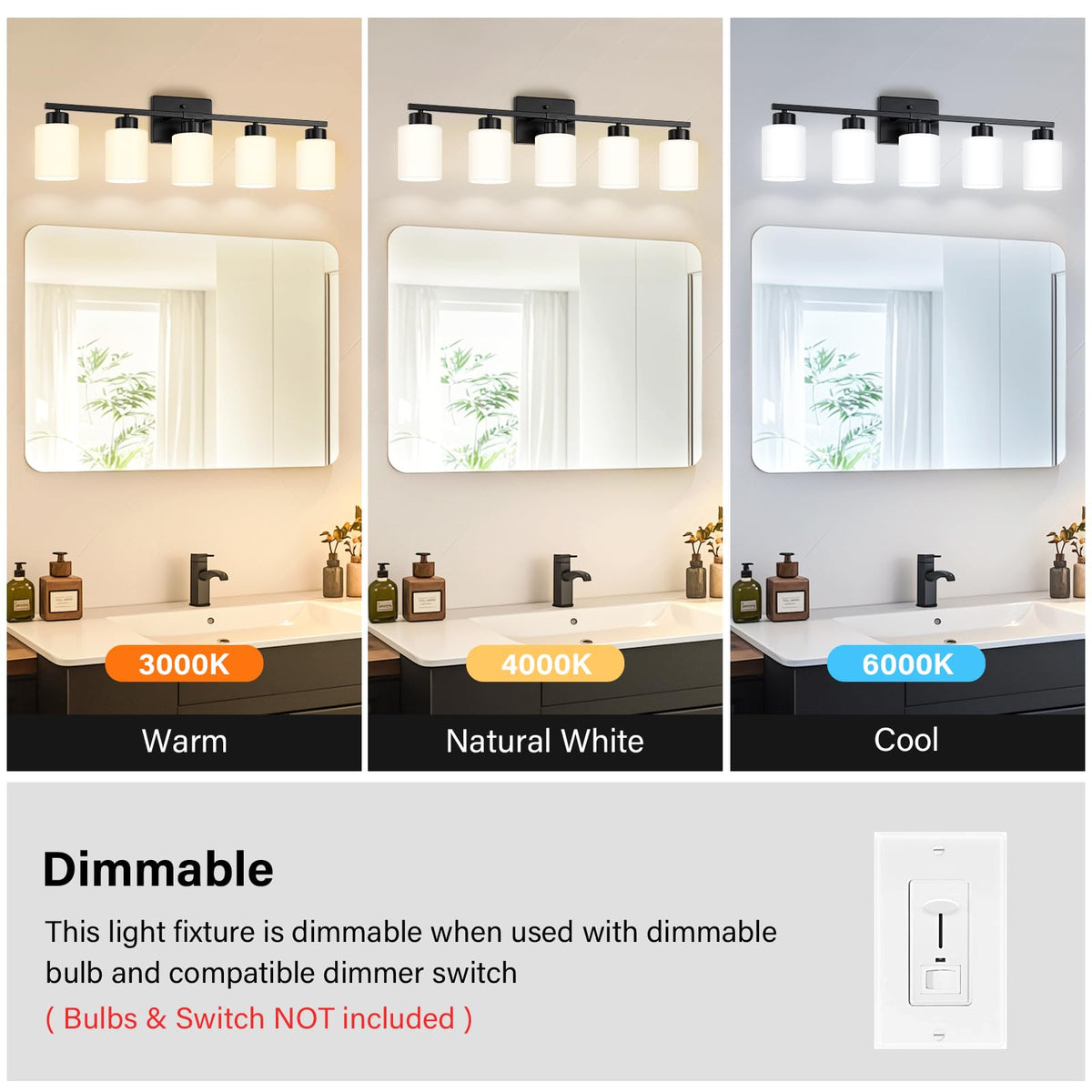 Black Bathroom Light Fixtures Vanity Lights Over Mirror (Black / 30.70 inch)