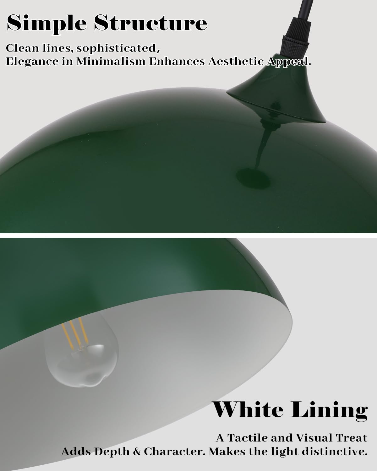 Green Pendant Lights Kitchen Island 2 Pack (Green+White / 14"x2)