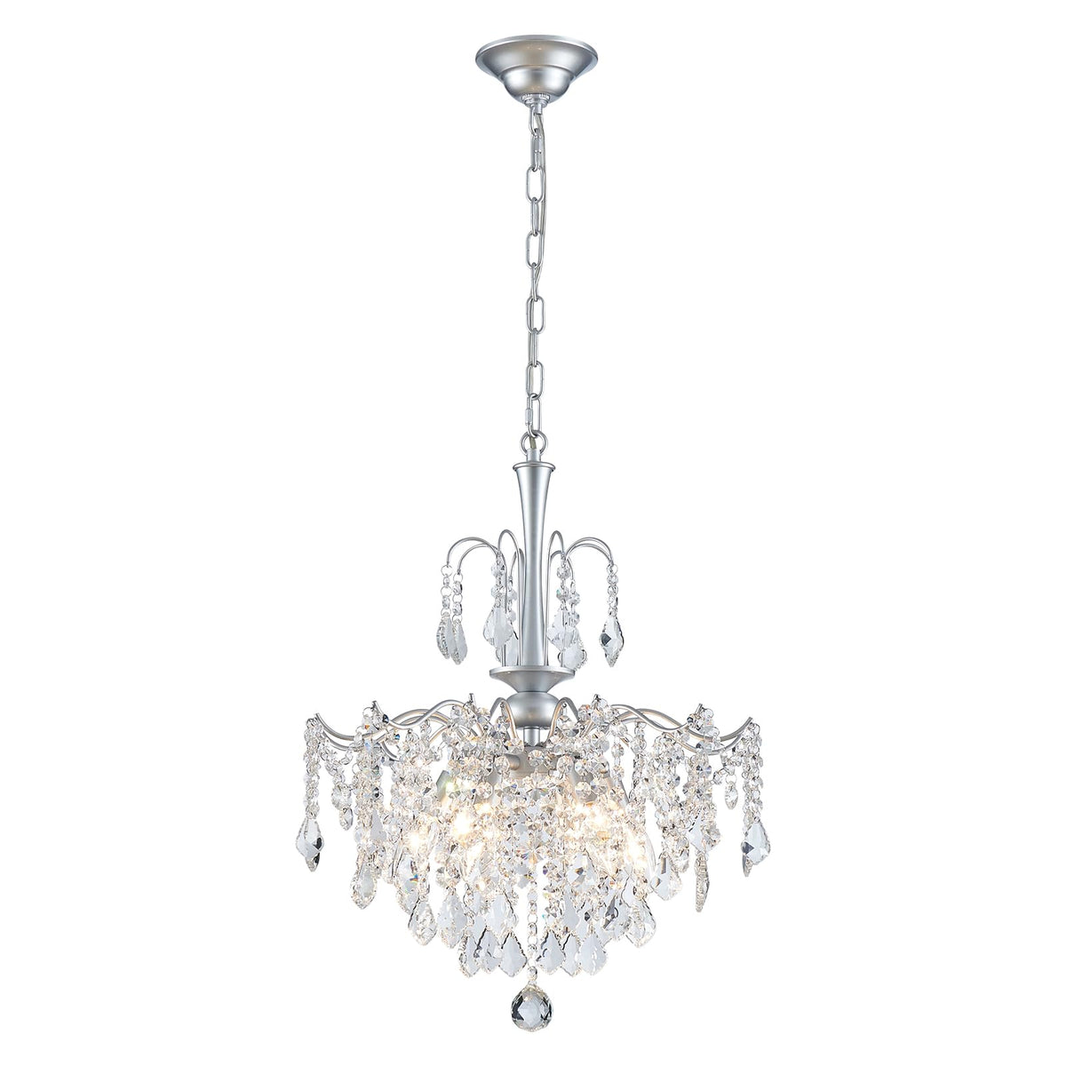 Modern Crystal Chandelier (Silver / H 23.6" x W 17.7")