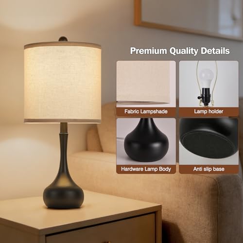 23" Farmhouse Table Lamp Set of 2 for Living Room Bedroom (Black2 / 23")