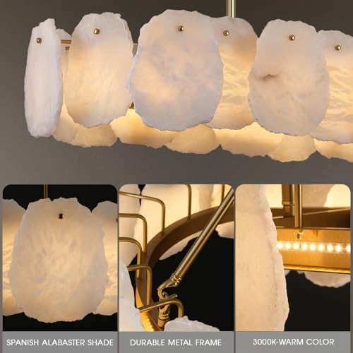 Rectangle Alabaster Chandelier (L43in - Single Tier)
