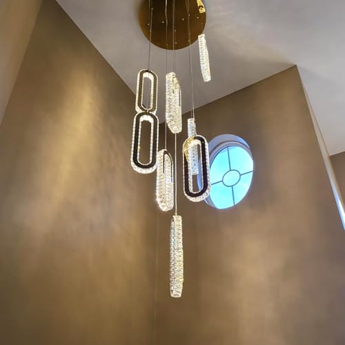 H138 High Ceiling Crystal Chandelier (Gold / 16 Rings (New))