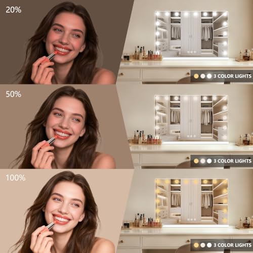 Vanity Mirror with Lights (White / 26"L x 20"W)