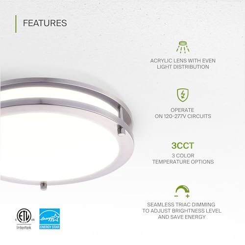 LED 14" Round Flush Mount Lighting (Brushed Nickel)