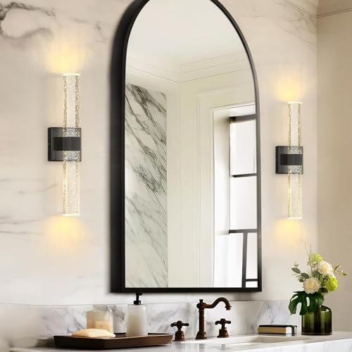 Black LED Wall Sconce Lights Warm Light Modern Crystal Wall Lights Vanity Lighting Fixtures Sconces for Bathroom Living Room Bedroom Dining Room Hallway (Black / set of 1)