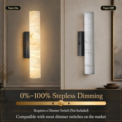 20" Alabaster Wall Sconce (Black-1 PC / 20")