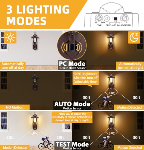 Motion Sensor Outdoor Wall Lights (Bronze / 1 Pack)