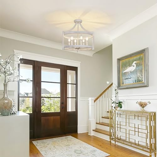 6 Light Farmhouse Chandelier (6 Lights Vintage White)