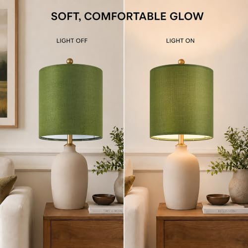 Large Sage Green Lamp Shades Set of 2 (Sage Green / 14"×15")