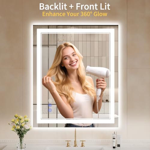 30"x38" LED Bathroom Mirror with Lights (30"L x 38"W)