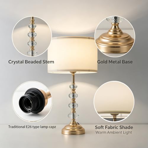 Crystal Table Lamp (Crystal bead column+White)