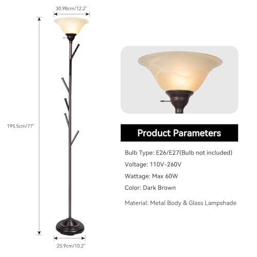 Standing Tall Lamp with Standing Coat Rack Tree (Lamp with Standing Coat - Brown)