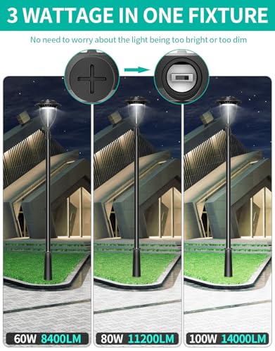 Led Post Top Light 100W LED Circular Area Light 14000Lm 5000K Daylight