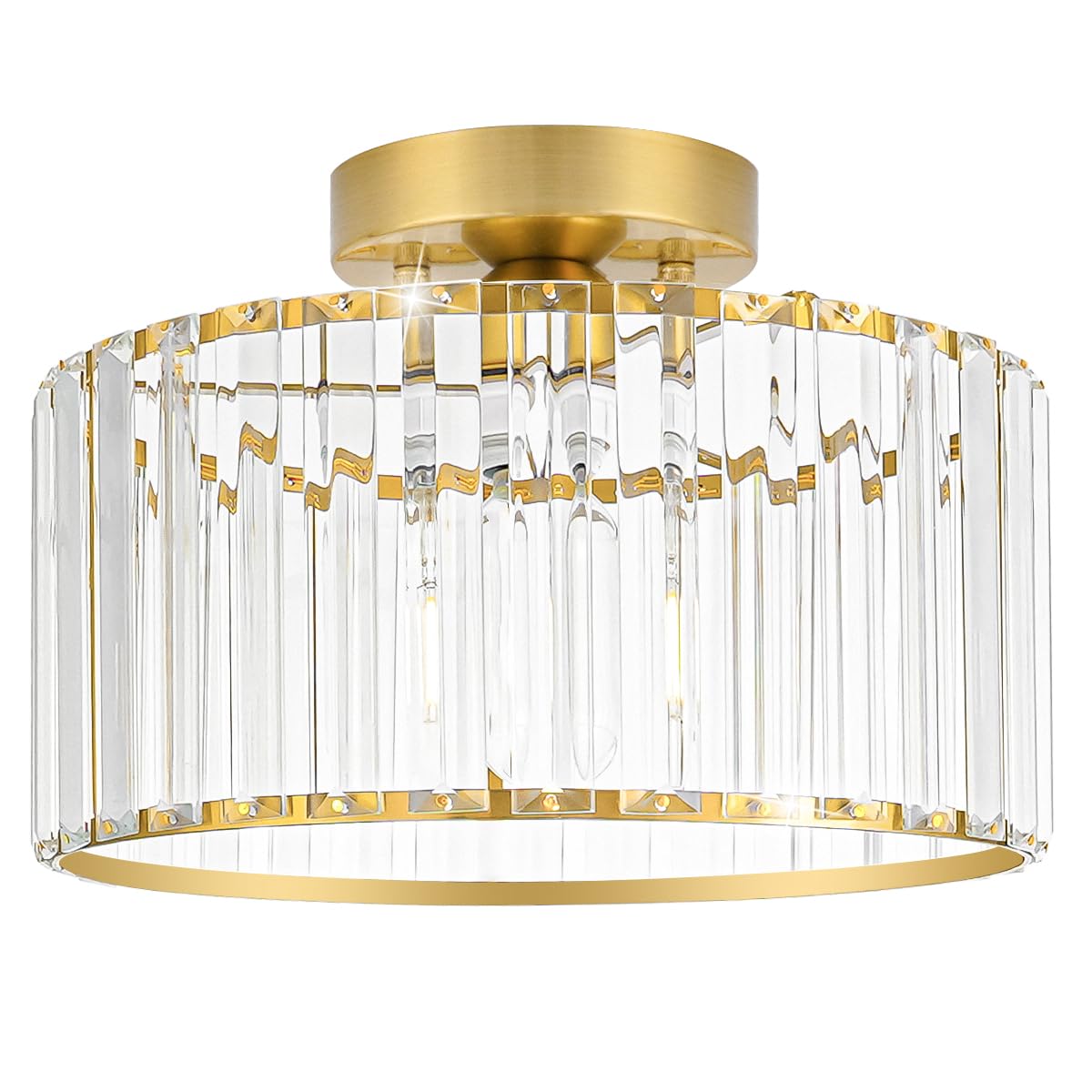 Crystal Ceiling Light Fixture (11in - 1 light / Gold)