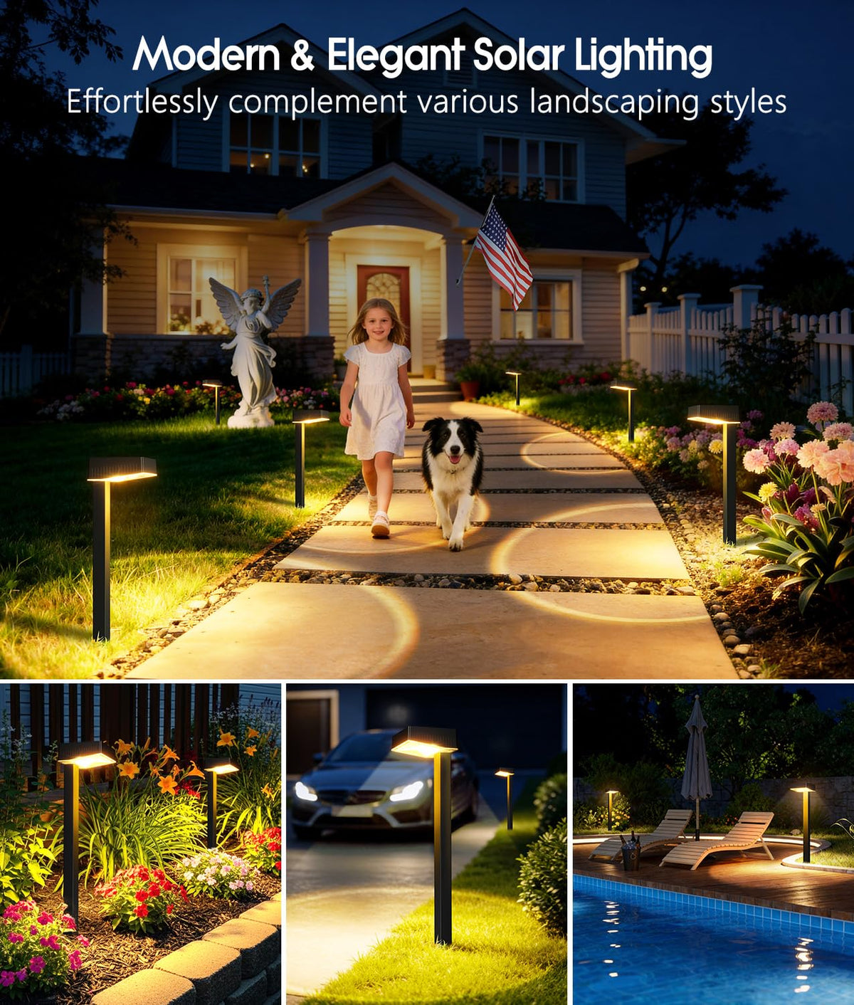 Solar Pathway Lights Outdoor (Warm White / 4 Pack)