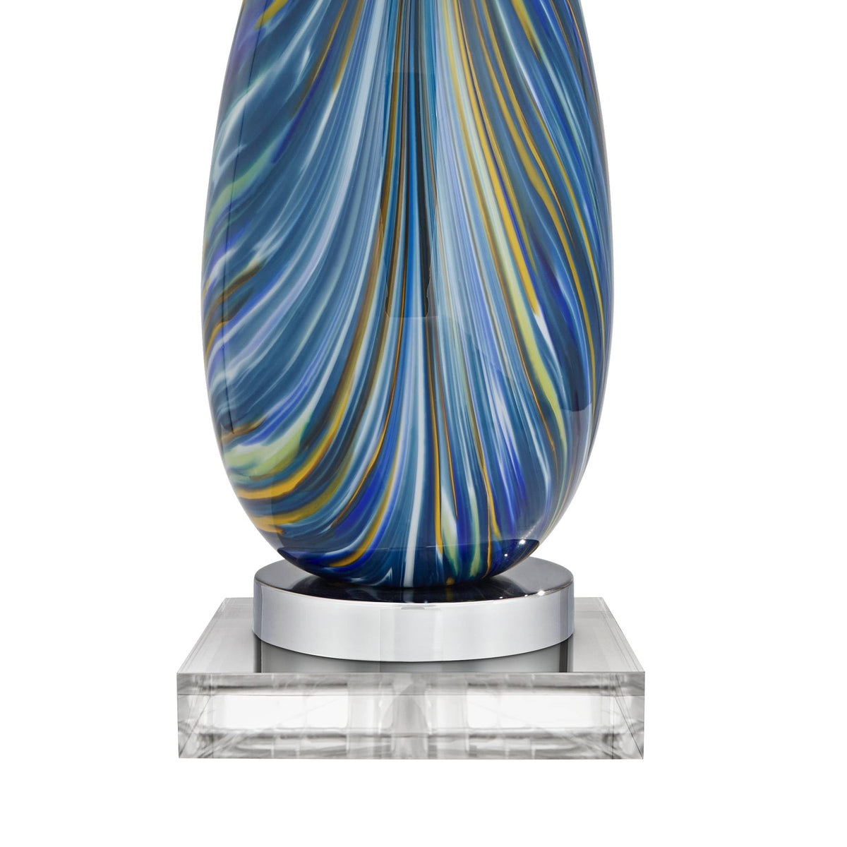 Pablo 28 1 2" Tall Table Lamp Blue Art Glass Modern with Clear Square Riser (Blue Art Glass - Riser Included)