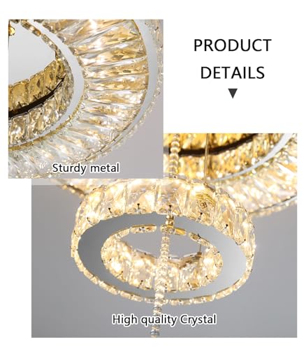 Modern Chandelier Dining Room Bedroom Ceiling Chandeliers Include 30W LED Dimmable Lighting Glam Crystal Lights for Living Room Entryway Silver (Silver / W20")