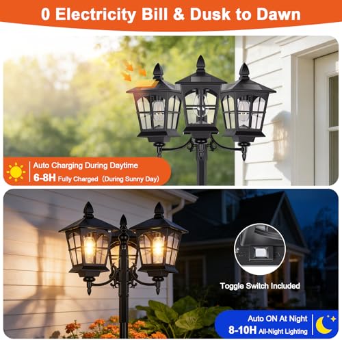 74 Inch Height Adjustable Solar Lamp Post Light (74")