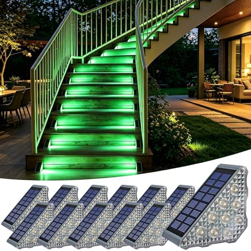 Solar Stair Lights 12 Pack (Green / 12Pack)