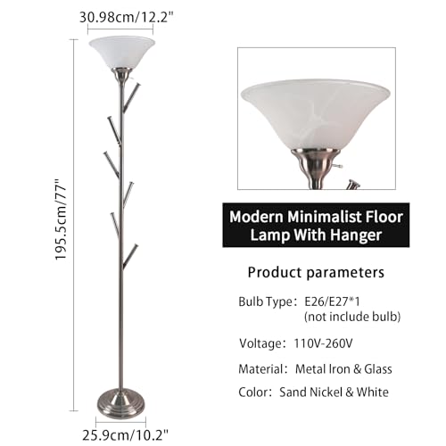 Tall Floor Lamp for Living Room (Brushed Nickel)