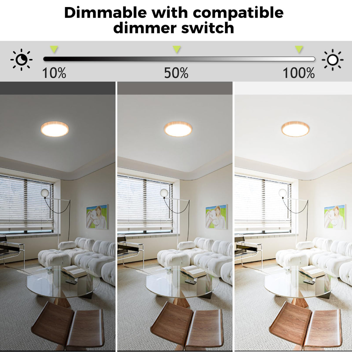 2Pack LED Flush Mount Ceiling Light Fixture (Wood / 7Inch-2pack)