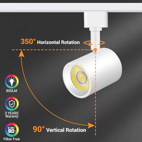 16-Pack 5-Color LED Track Lighting Heads H Type Track Light Heads Dimmable, 2000K 3000K 4000K 5000K 6000K Adjustable, Flicker Free CRI90+ 24° 10W 800lm, White (White / 16 Pack)
