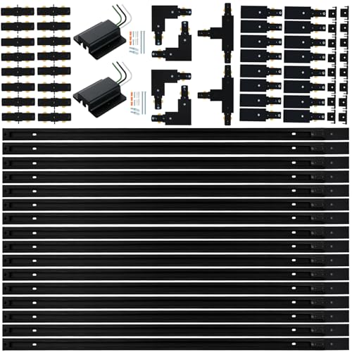 52FT H Track Lighting Rail Kit (Black / 52FT)