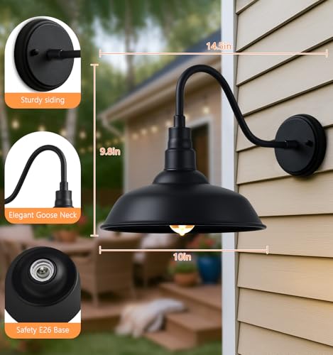 10" Outdoor Gooseneck Barn Lights (10 Dome - 2 Pack)