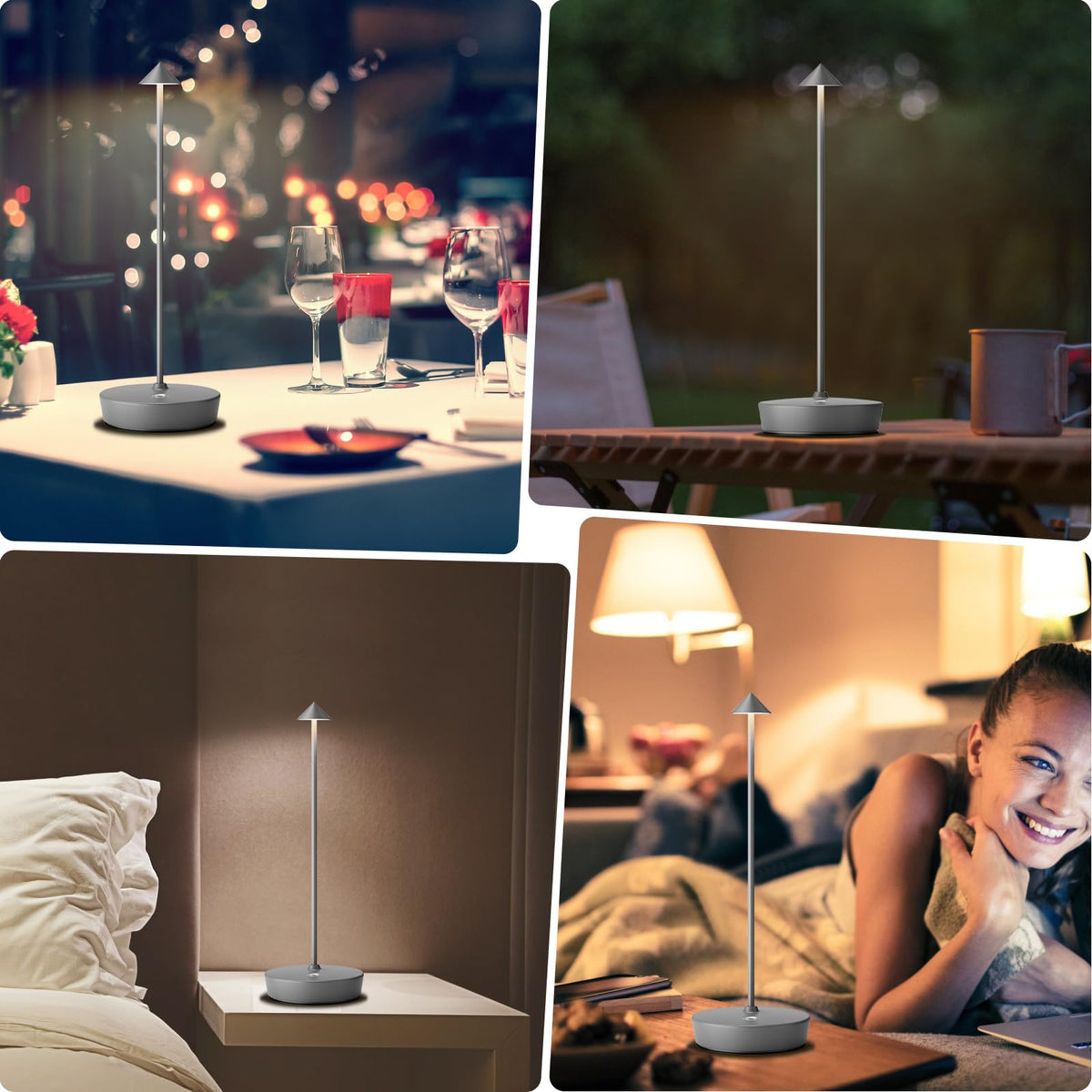 2Pack Rechargeable Cordless Table Lamp (2pack Gray)