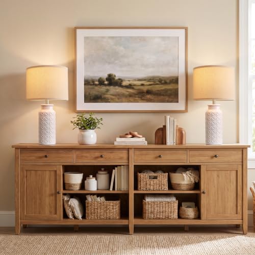 22.6" Dimmable Table Lamps Set of 2 with Remote (Geige&White)