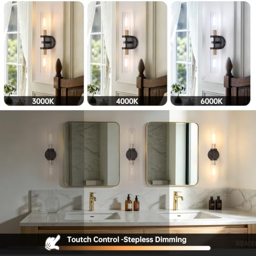 Set of 2 Modern Wall Sconces with Glass Shade