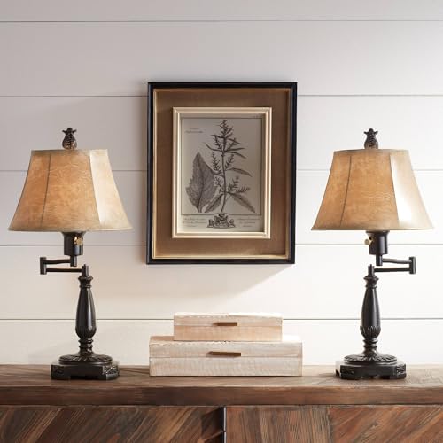 Andrea 22 1 2" Desk Lamps Set of 2 Swing Arm Bronze Brown with Smart Socket (Bronze - Smart Sockets Included)