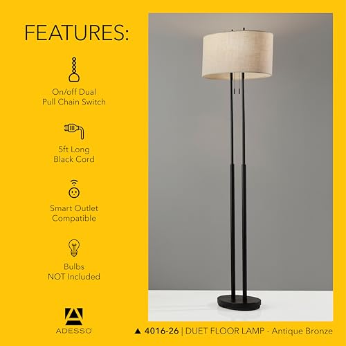 Duet Floor Lamp with Dual Pull Chains (Antique Bronze / Floor Lamp)