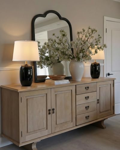 22 Inch Black Ceramic Table Lamps Set of 2 (H22" Black Ceramic + White Shade (2 Pack) / H22 × ∅12.2 inch)